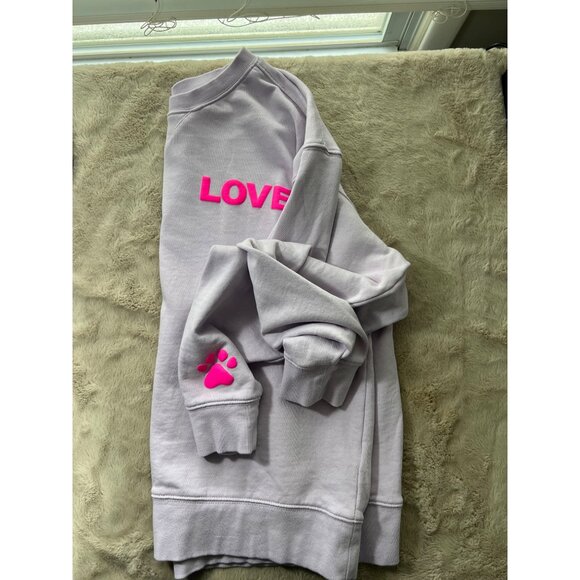 Wildfox Love Sweatshirt Dogs Love Me Gray W/ Pink Paw Print Womens L - Picture 10 of 10
